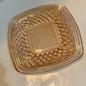 Federal glass diamond lattice pink Depression Plate Dish Vintage 9 Inch Square